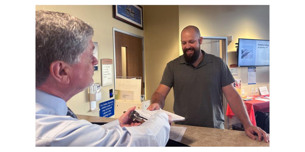 Veteran at VA clinic appointment